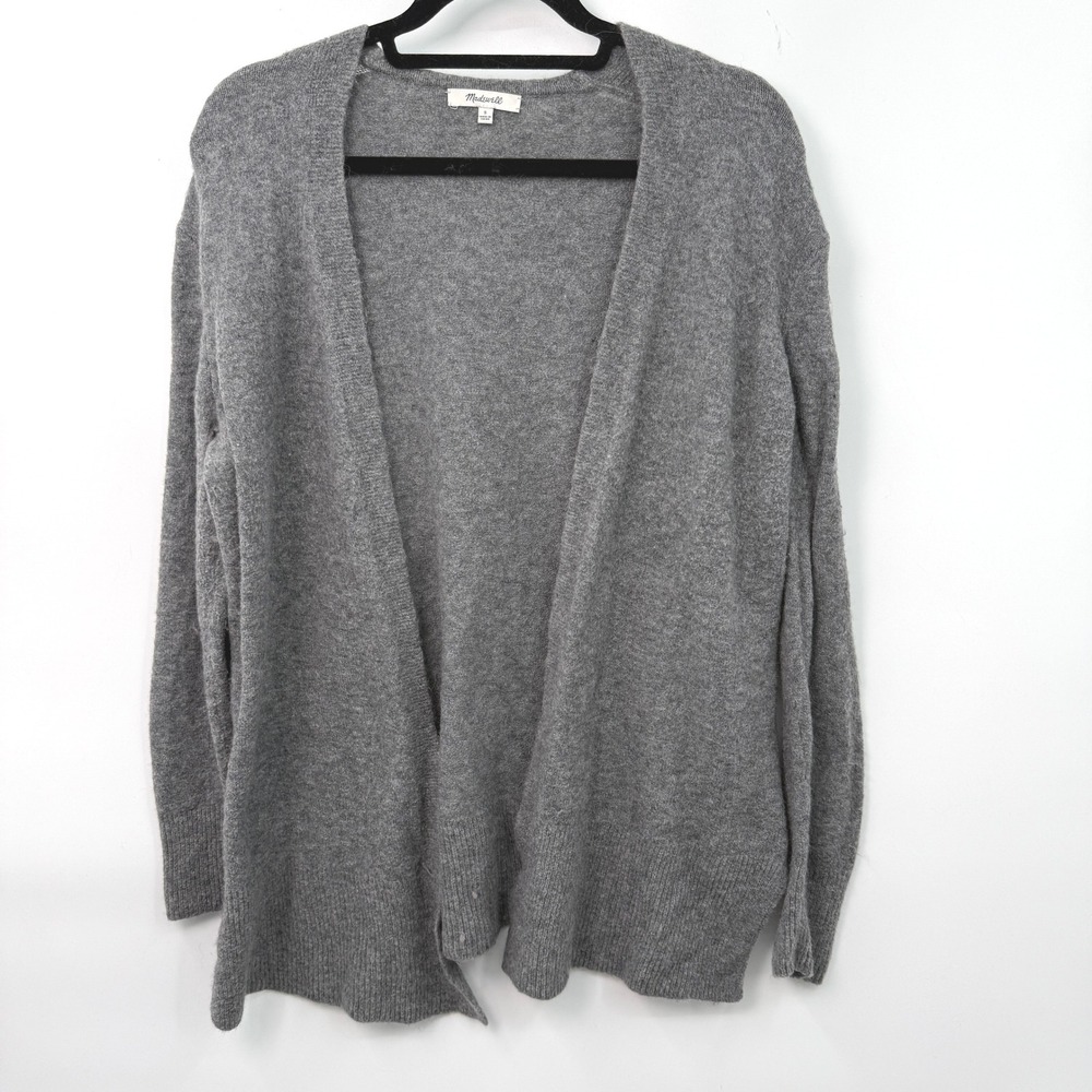 Madewell Gray Knit Open Front Cardigan Sweater Size S Minimalist Wool Blend Cozy